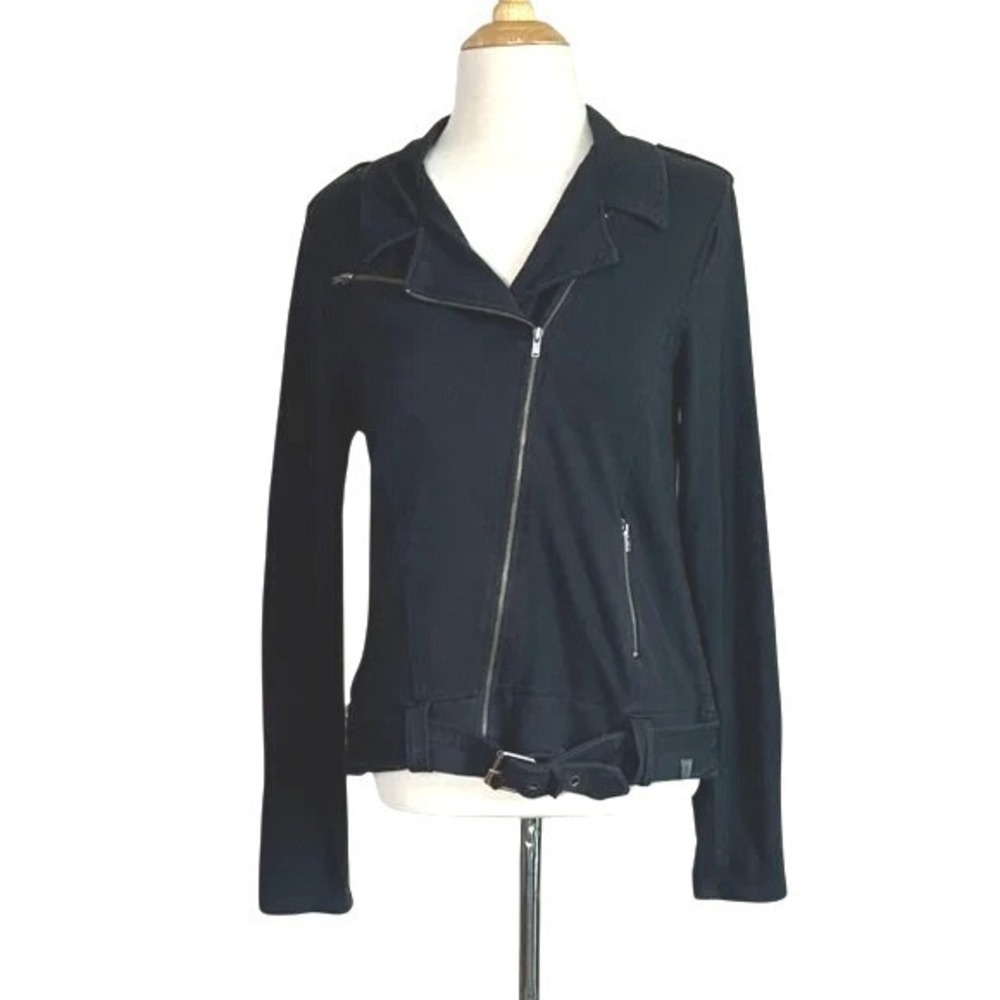KILL CITY‎ Medium Black Modal Blend Knit Moto Jacket Goth Bikercore Grunge Emo